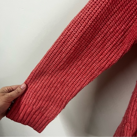 Talbots Shawl Collar Shaker Stitch Coral Sweater - Picture 6 of 11